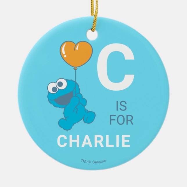 Cookie Monster Herzballon Keramik Ornament (Vorne)