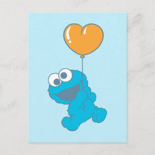 Cookie Monster Herzballon Postkarte
