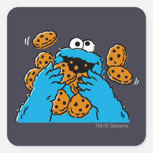 Cookie Monster isst alle Kekse Quadratischer Aufkleber