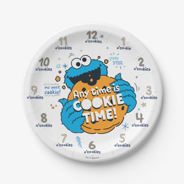 Cookie Monster | Jede Zeit ist Cookie-Zeit Pappteller (Vorderseite)