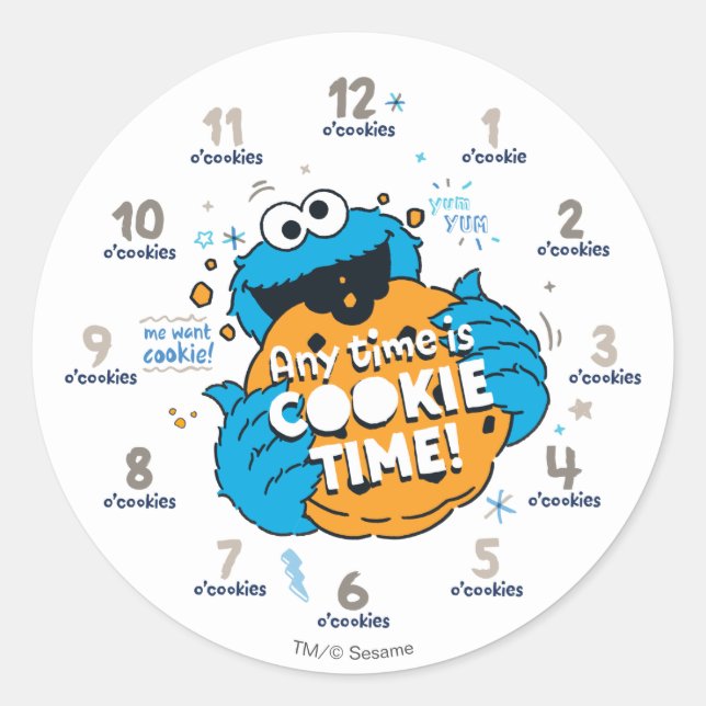 Cookie Monster | Jede Zeit ist Cookie-Zeit Runder Aufkleber (Vorderseite)