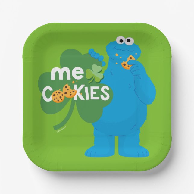 Cookie Monster | Kleeblatt Liebe Pappteller (Vorderseite)