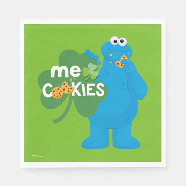 Cookie Monster | Kleeblatt Liebe Serviette (Vorderseite)