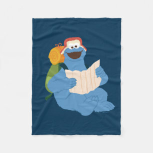 Cookie Monster Lesen einer Karte Fleecedecke