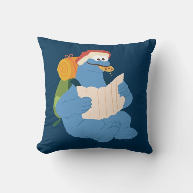 Cookie Monster Lesen einer Karte Kissen (Vorderseite)