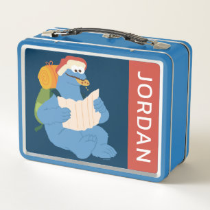Cookie Monster Lesen einer Karte   Name hinzufügen Metall Brotdose