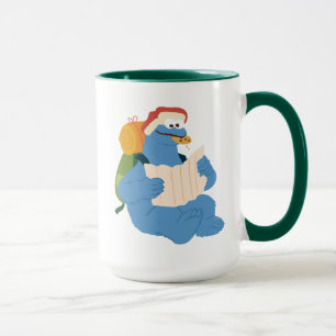 Cookie Monster liest eine Karte Tasse