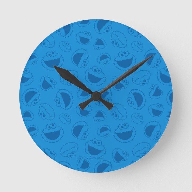 Cookie Monster | Me Phantastisch Blue Pattern Runde Wanduhr (Vorderseite)