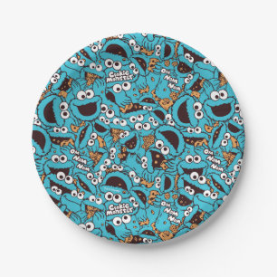 Cookie Monster Nom Nom Nom Muster Pappteller