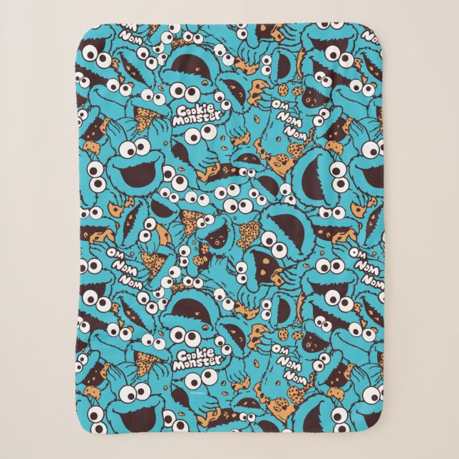 Cookie Monster | Nom Nom Nom Muster Sherpadecke (Vorderseite)