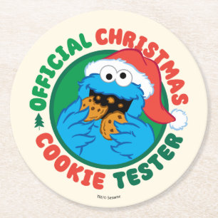 Cookie Monster   Offizieller Weihnachtskochtest Runder Pappuntersetzer