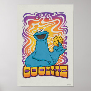 Cookie Monster Psychedelisch Poster