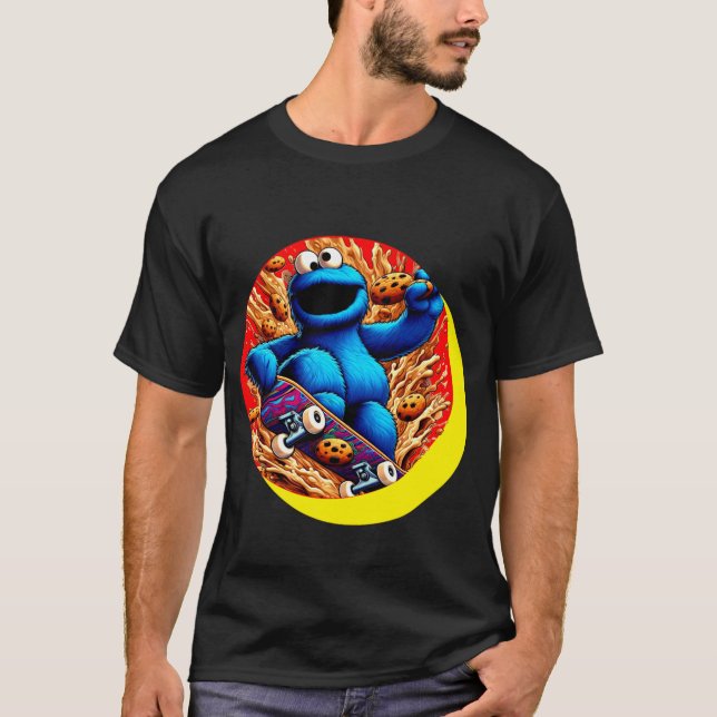 Cookie Monster Skateboarding T-Shirt (Vorderseite)