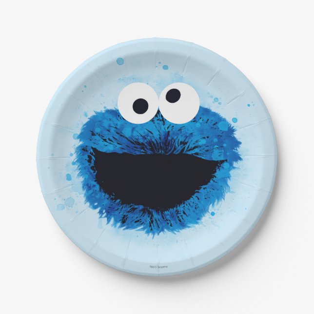 Cookie Monster | Trend Wasserfarbe Pappteller (Vorderseite)