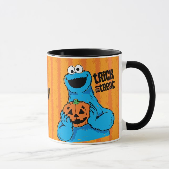 Cookie Monster - Trick oder Treten | Name hinzufüg Tasse (Rechts)
