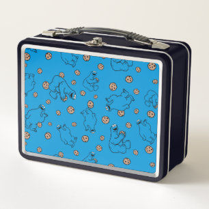 Cookie Monster und Cookies Blaues Muster Metall Lunch Box