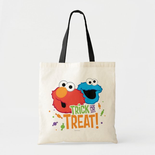Cookie Monster und Elmo - Trick oder Treten Tragetasche (Vorne)