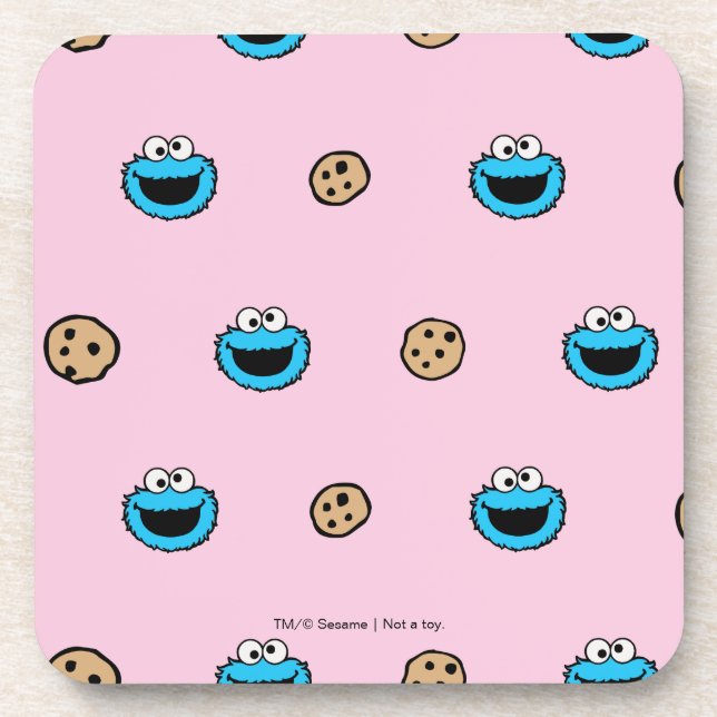 Cookie Monster und Kekse Pink Muster Untersetzer (Vorderseite)