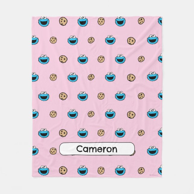 Cookie Monster und Kekse Rosa Muster Fleecedecke (Vorderseite)