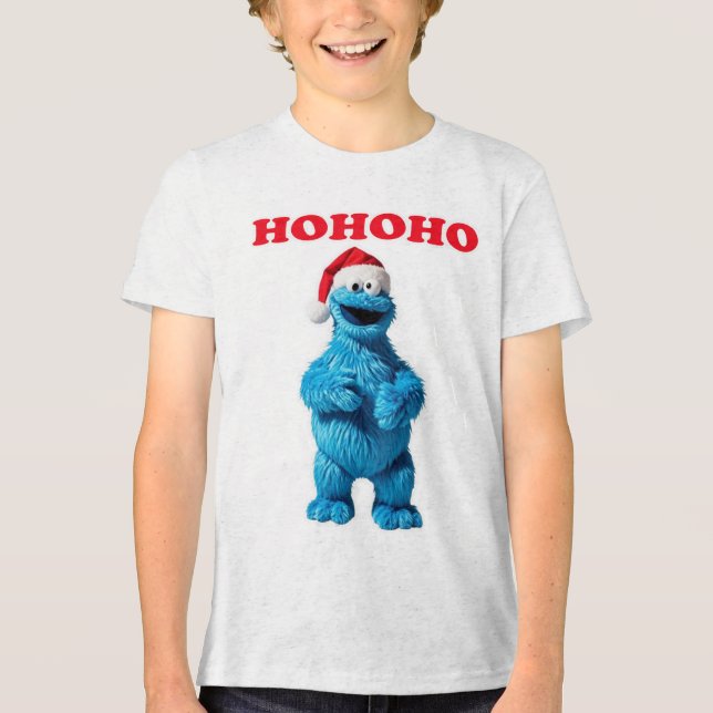 Cookie Monster Weihnachten Tri-Blend Shirt (Vorderseite)