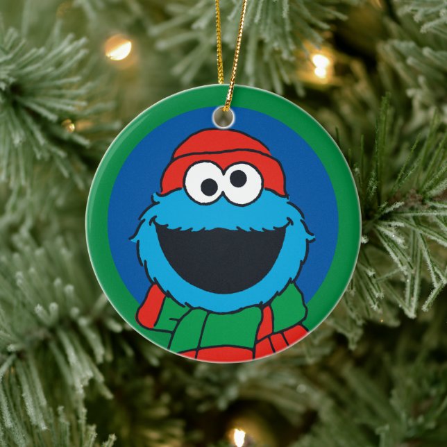 Cookie Monster Winter Scarf  Keramik Ornament (Baum)