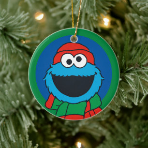 Cookie Monster-Winter-Schal  Keramik Ornament