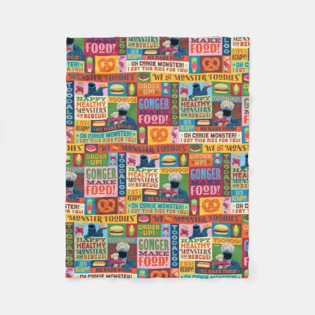 Cookie Monster's Foodie Truck Pattern Fleecedecke (Vorderseite)