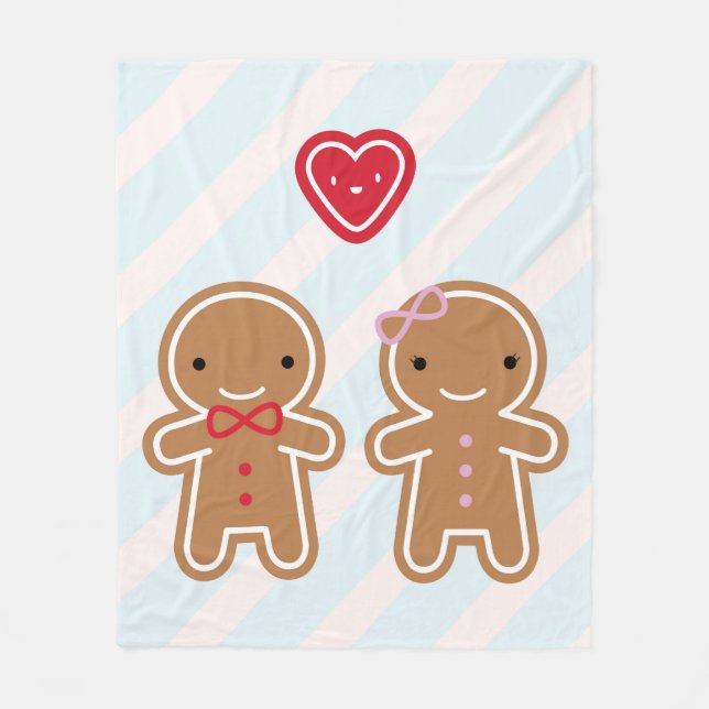 Cookie Niedlich Gingerbread Couple Fleecedecke (Vorderseite)