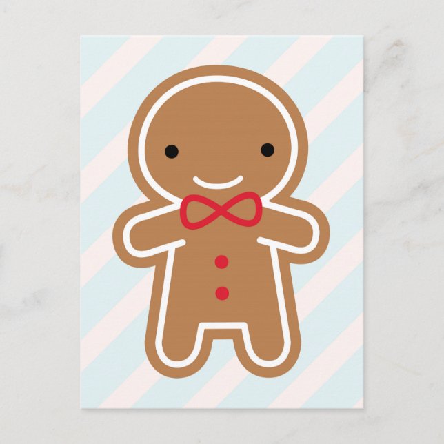 Cookie Niedlich Kawaii Gingerbread Man Postkarte (Vorderseite)