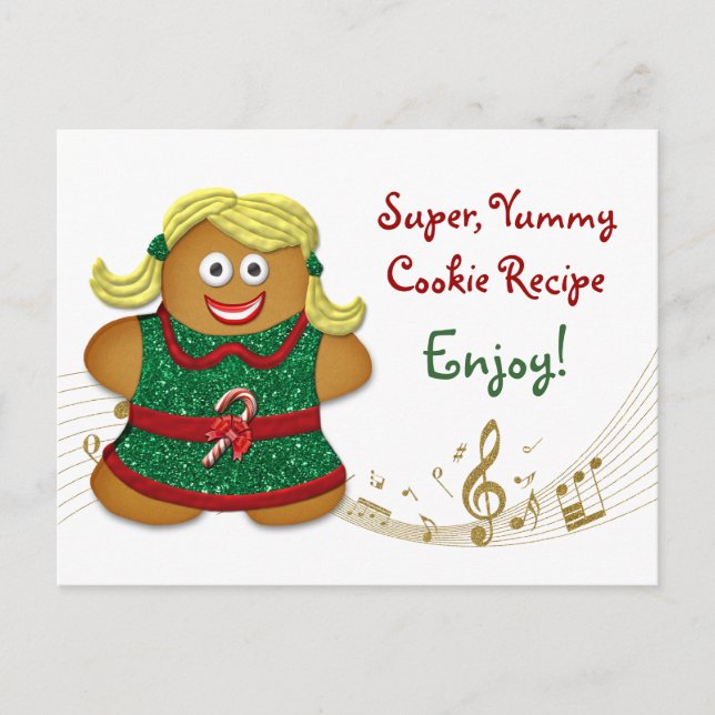 Cookie-Rezept-Karte für den Holiday Cookie Exchang Postkarte (Vorderseite)