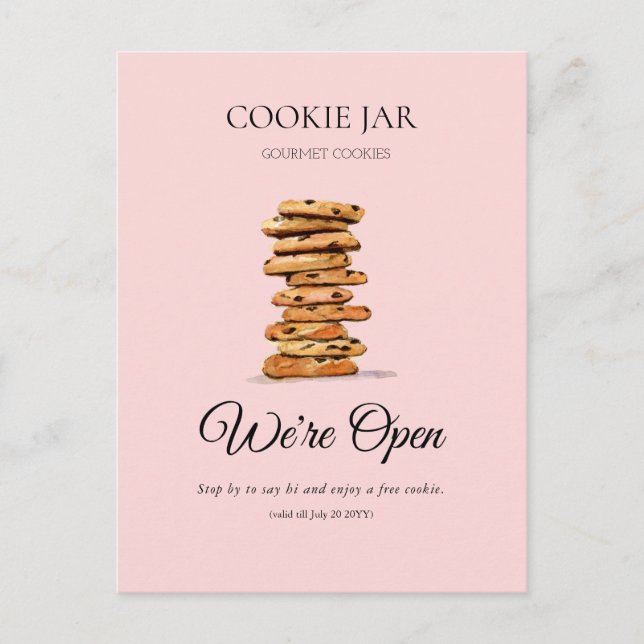 Cookie Shop Bäckerei Wir sind offen für Werbeaktio Postkarte (Vorderseite)
