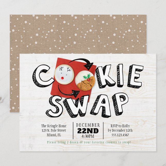 Cookie Swap-Austausch Weihnachtsfeiertag Party Einladung (Vorne/Hinten)
