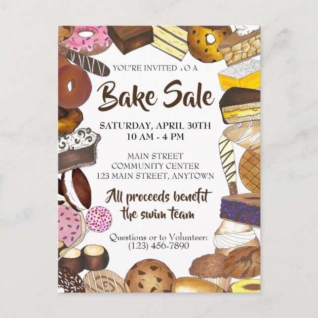 Cookie Swap Bake Sale Backwaren Backwaren Backen Einladungspostkarte (Vorderseite)
