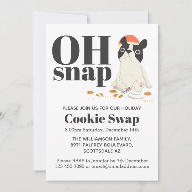Cookie Swap Niedliche Welpen und Cookies Einladung (Vorderseite)