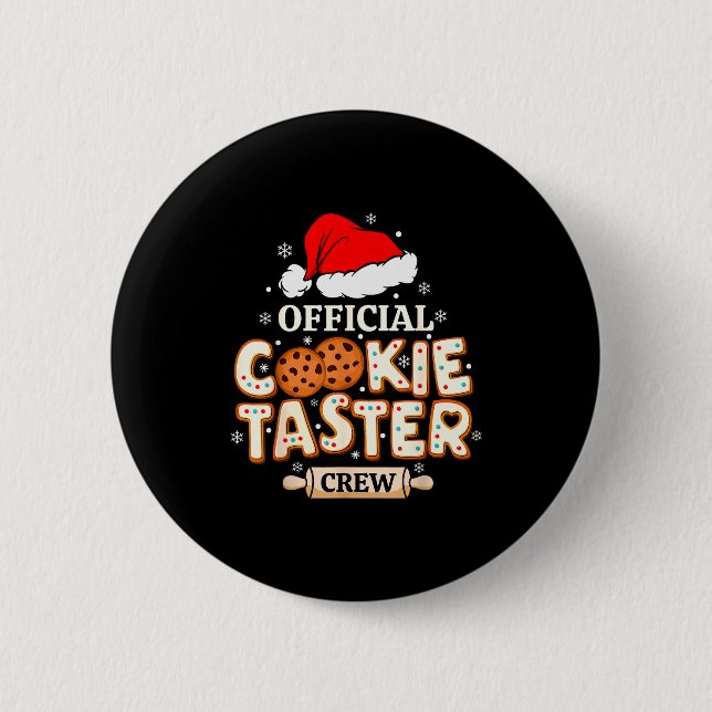 Cookie Taster Crew, Funny Christmas Baking Team  Button (Vorderseite)