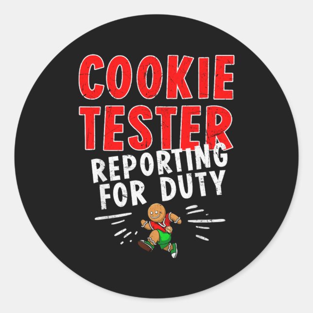 Cookie Tester Rerting Duty Funny Husband Christmas Runder Aufkleber (Vorderseite)