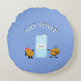 Cookie und Milch Rundes Kissen