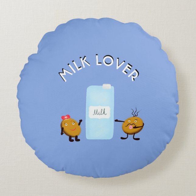 Cookie und Milch Rundes Kissen (Vorderseite)