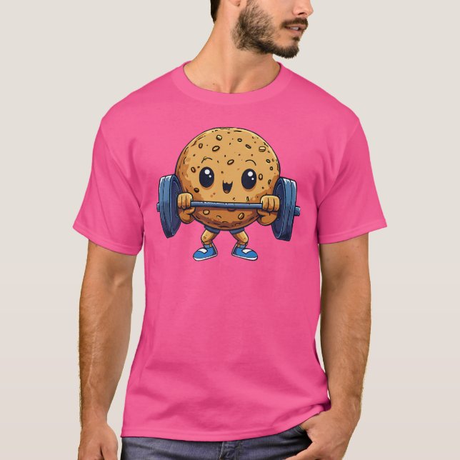 Cookie Weightlift Barbell Workout Backgewicht T-Shirt (Vorderseite)