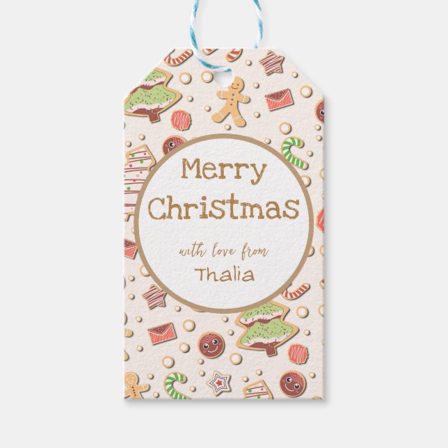 Cookie Weihnachtsmuster - Süß und feierlich Geschenkanhänger (Vorderseite)