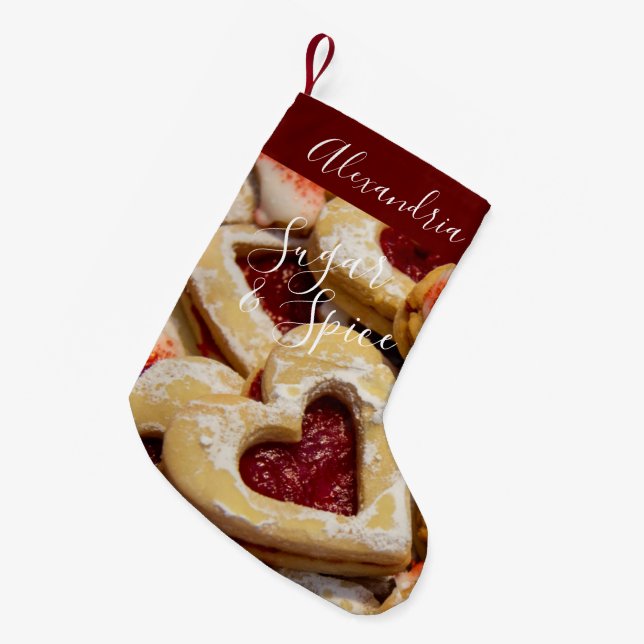 Cookie Zucker und Gewürz Girly Red Foto Kleiner Weihnachtsstrumpf (Vorderansicht (hängend))
