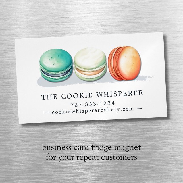 Cookie Zuhause Bakery Hütte Food Magnetische Visitenkarte (Home Based Cookie Bakery Macarons Logo Business Card Magnet)