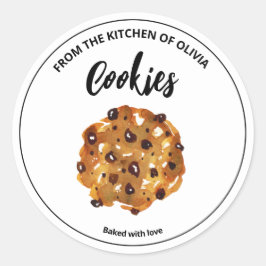 Cookies à chips de chocolat cuits avec autocollant