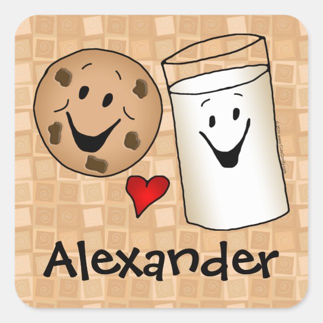 Cookies aime Lait Cartoon Enfants Nom Sticker (Devant)
