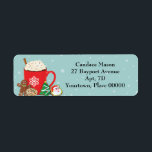 Cookies and Cocoa Christmas Holiday Return Address<br><div class="desc">Warm up with a mug of hot cocoa and Christmas cookies. A snow speckled blue background shows off the red mug topped with a cinnamon stick and whipped cream. Christmas cookies are laid out around the mug. Great for the cocoa lover to use on holiday or Christmas cards and correspondence....</div>