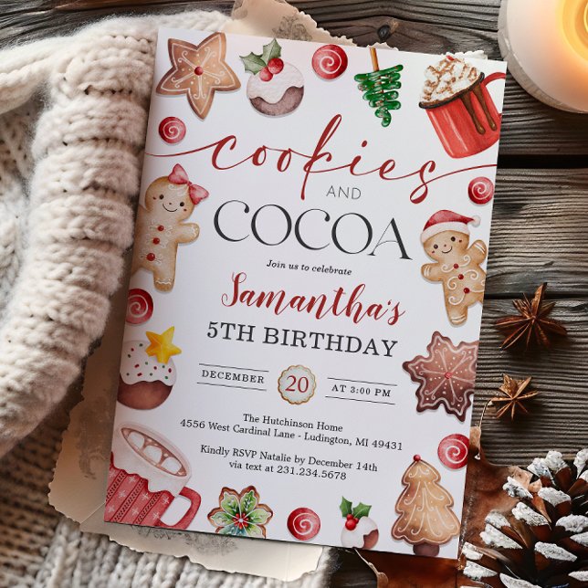 Cookies and Cocoa Winter Birthday Invitation Einladung (Cookies and Cocoa Winter Birthday Invitation
)