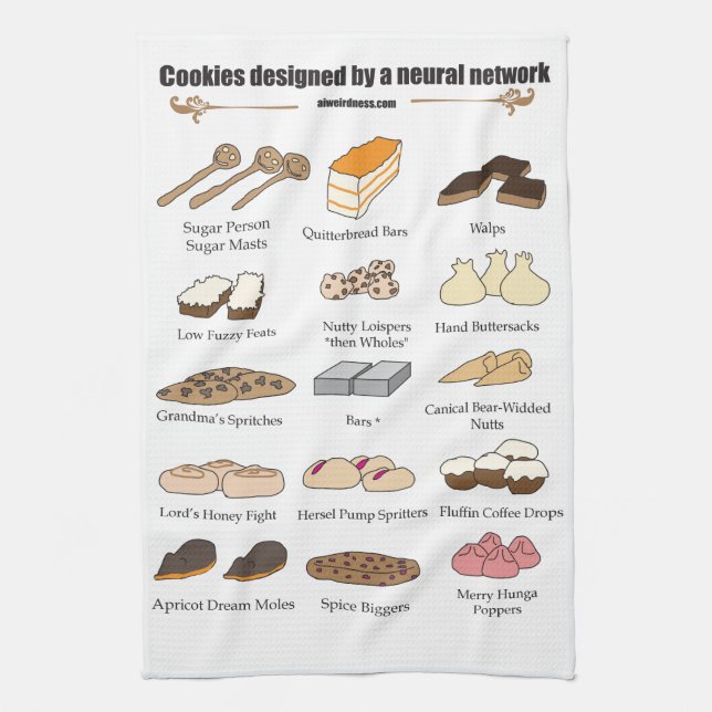 Cookies by AI Weirdness - Kitchen towel Geschirrtuch (Vertikal)