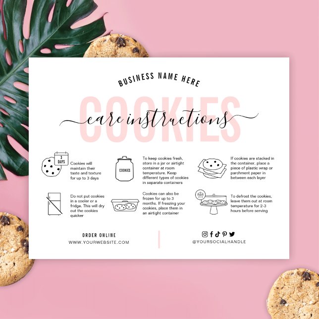 Cookies Care Card Rosa Ästhetische Moderne Schrift Dankeskarte (Von Creator hochgeladen)