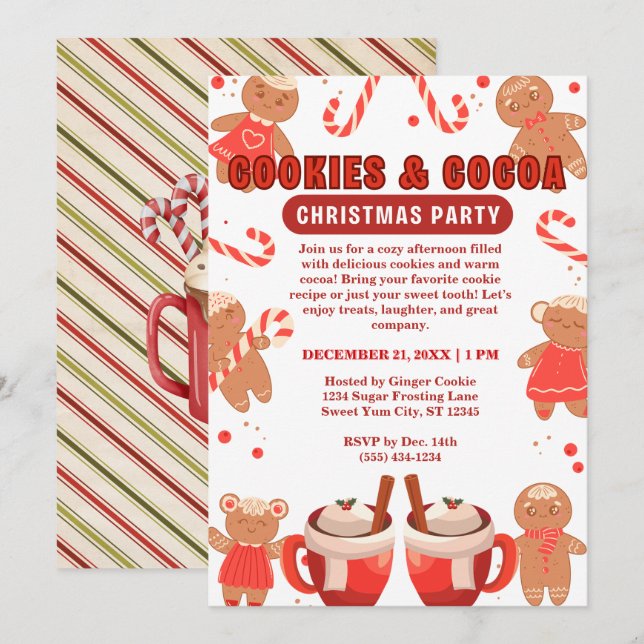 Cookies & Coca Weihnachten Weißes Party Einladung (Vorne/Hinten)
