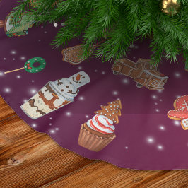 Cookies, Cupcakes und Kakao Polyester Weihnachtsbaumdecke